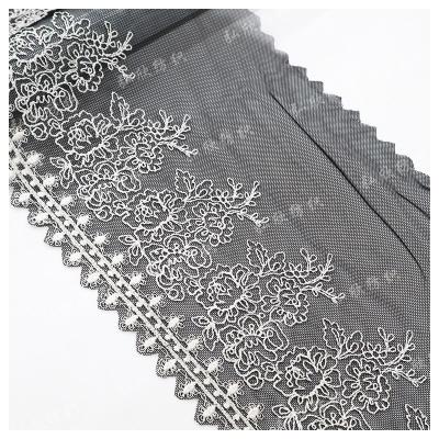 China Sustainable Elegant Design Line Pattern Pattern 17cm White Black Embroidered Lace Underwear mesh for sale