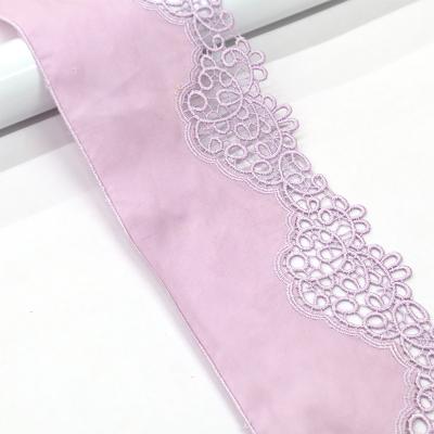 China Sustainable Exquisite and beautiful cotton fabric with water soluble edge embroidery silk lace trim for sale