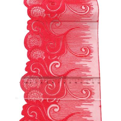 China Sustainable Chinese wedding red lace embroidery 14cm suitable for bedding and women's underwear for sale