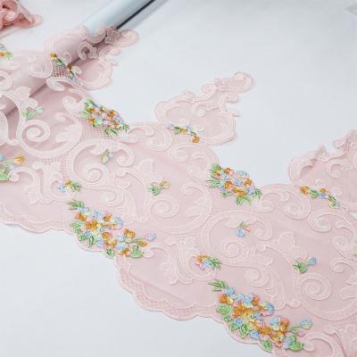 China Sustainable Wide and high craftsmanship colored thread 34cm embroidered lace colored lace for sale