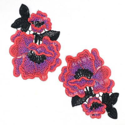 China Sustainable New Design Flower Pattern 7cm Embroidery Patch Clothing Decoration Embroidered flowers for sale