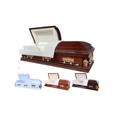 China Eco-Friendly.Stocked Funeral Equipment High Gloss Wooden Western Coffin for sale