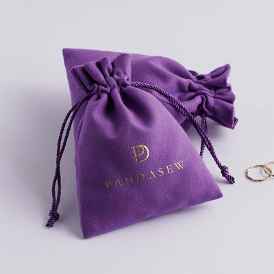 China Drawstring Bag PandaSew Suede Velvet Drawstring Pouch Bag For Necklace Barcelet Earrings Rings Eye Gift Jewelry Pouch for sale