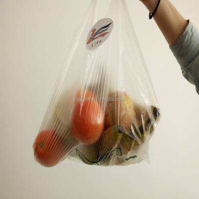 China Vegetable Use Handled Plastic Shopping Bags With Die Cut Handle for sale