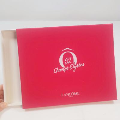 China Fashion Famous Brand Red Eco Friendly Rigid Recyclable Cardboard Contact Paper Box Packaging Gift Cosmetic Paper Box for sale