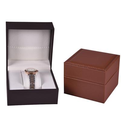 China Fashion Watch Jewelry Box C Pillow Case Black Leather Stand PU Leatherette Stitching Watch Box for sale