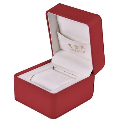 China Fashion Red Leather Pocket Watch Box Jewelry Box Pillow Holder Display PU Plastic Watch Box for sale