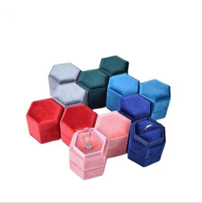 China Jewelry Packing Hot Sale Fashion Fancy Design Octagonal Shape Velvet Jewelry Box Wrapped With Soft Velvet for sale