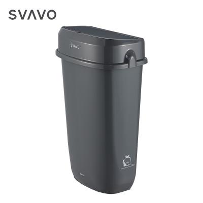 China SVAVO Feminine Touchless Trasn Private Slim Design Bathroom Feminine Waterproof Plastic Smart Bin Can for sale