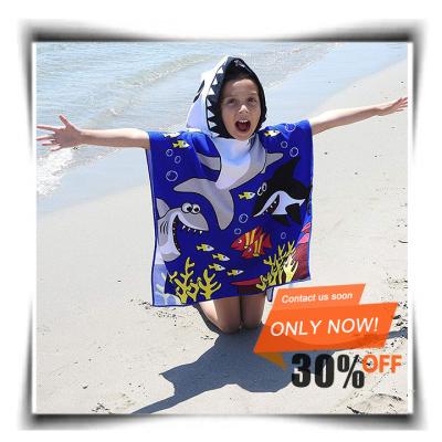 China Wholesale High Quality Child Safe Custom Hooded Kids Poncho Microfiber Microfiber Wearable Printed Beach Towels for sale