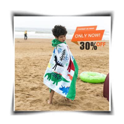 China Child Safe Bath Towel Cartoon Print Hooded Beach Towel For Child Children Bathrobe Cape Towel Absorbent Portable Beach Large for sale