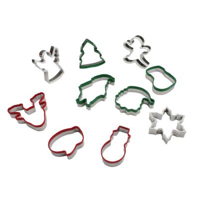 China Amazon Hot Sale Wholesale 10 Pcs Viable Christmas Decoration Set Custom Cookie Cutter Set Stainless Steel Christmas Cookie Cutter Set for sale