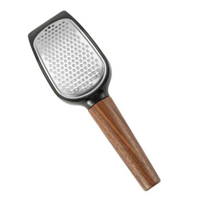 China Sustainable Amazon Kitchen Utensils Cooking Instruments Grater Stainless Steel Grater With Walnut Wood Handle for sale