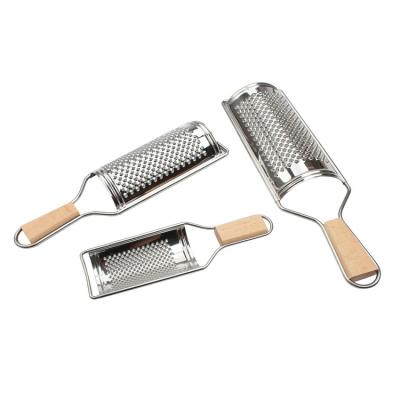 China Sustainable Best Seller Wooden Handle Amazon Stainless Steel Zester and Chesser Grater for Fruit and Vegetable Tools for sale