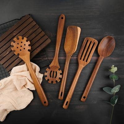 China Hopesun Amazon Products 5 Best Selling Sustainable Wooden Kitchen Utensils Pcs Wooden Cookware Set for sale