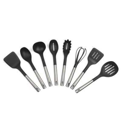 China 8pcs Viable Hot Sale Kitchen Accessories Walmart Nylon Cookware Set With Stainless Steel Handle for sale