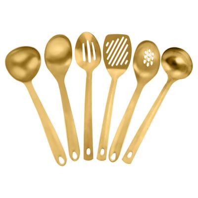 China Walmart Sustainable Kitchen Accessories Food Grade Stainless Steel Gold Kitchen Utensils for sale