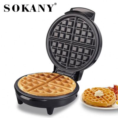 China Adjustable Thermostat SOKANY Electric Waffle Maker Round Griddle for Different Home Kids Cake Baking for sale