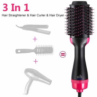 China Ionic 3 in 1 One Step Blow Dryer Volumizer Hot Airbrush Hair Straightener Ionic Comb For Salon Brush Hair Curling Styling for sale