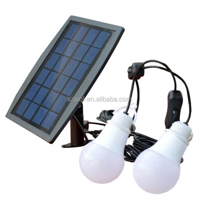 China Eergency 1 Solar Panel With 2 Led Bulbs 1.5 Watt Solar Powered Bulb for sale