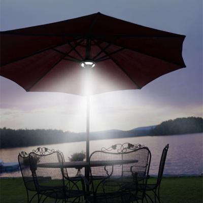 China Modern Hard Dark Wood Patio Market Umbrellas Outdoor Lamp And Garden Solar Rechargeable Battery Parasols Led Light for sale