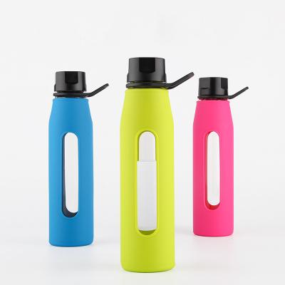 China Amazon Success Handle Lid And Strainer Sport Glass Sustainable Water Bottle With Custom Logo for sale