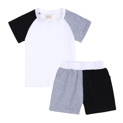 China Casual Summer Shorts Sleeve Pajamas Sets 5-16years Kids Boys Solid Plain Clothing Sets for sale