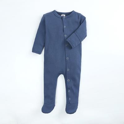 China 0-3month regular knitted snap foot rompers cotton baby rompers empty button clothing for newborn babies for sale