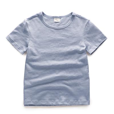 China Wholesale plus size 2021 summer pure color T-shirt around the collar children's T-shirt fresh and cool to air baby boy clothes for sale