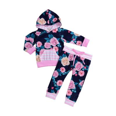 China Newborn Clothes Insti Fashion Plus Size Baby Pure Cotton Printed Hooded Fleece And Pant Suits Newborn Baby Set for sale