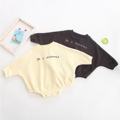 China Casual Baby Romper Plain Baby Clothing Batwing Sleeve Express Print Fashion Soft Cotton Baby Romper for sale