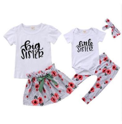 China Letter Clothes Set Breathable Family Toddler Baby Little Sister Short Sleeve Matching Baby Clothing Set Large for sale