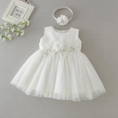 China New Arrival Anti-wrinkle Diamond Flower Applique Baby Baptism Dress First Birthday Party Baby Baptism Dress for sale