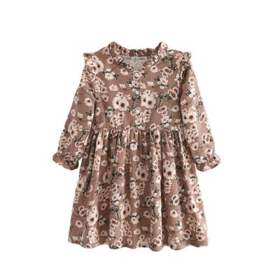 China Hot sale new style plus size baby dresses lantern sleeve printed collar kids dresses for girls flower girl dress for sale