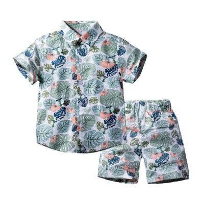 China Casual Fashion 2pcs Boy Sets Short Sleeve Floral Shirt Shorts Summer Kids Clothing Matching Sets for sale