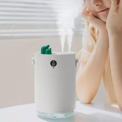 중국 LED light usb electric rechargeable Cactus ultrasonic humidifier Double spray Air Humidifier 판매용