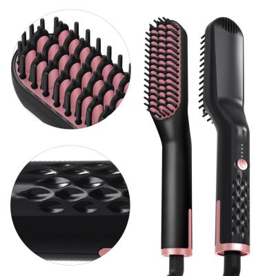 China Rotating electric hair brush PTC heating short long hair beard straightening brush for sale