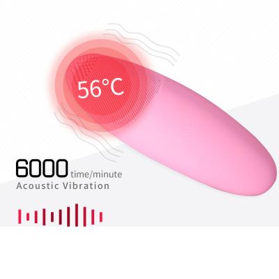 China Wireless silicone facial deep cleansing brush IPX7 waterproof heating facial cleansing brush for sale