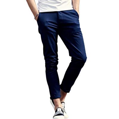 China Anti-wrinkle Custom 100 Cotton Straight Fit Men's Chino Twill Long Pants Solid Color Chinos Slim Pant Casual Plain Formal Trousers for sale