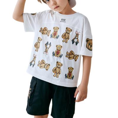 China Anti-Shrink Custom Print 100 Cotton T-shirt Short For Boys Sport Clothes Kids Solid Color Cotton Casual Crewneck Short Sleeve T-Shirt for sale