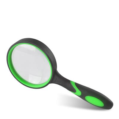 China 50mm Glass 10X Magnifying Glass with Plastic Handle and Curved Glass for sale