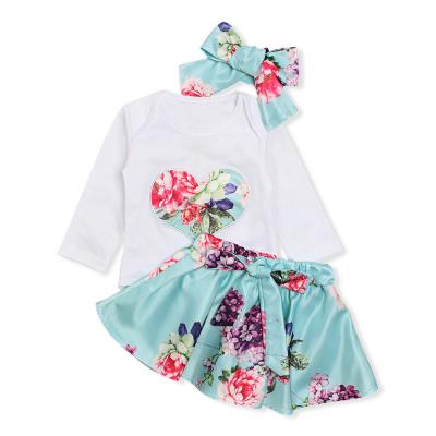 China Lovely Fun Flower Anti-Shrink 100% Cotton Newborn Baby Clothes Sets Girl's Clothing Baby Clothes for sale