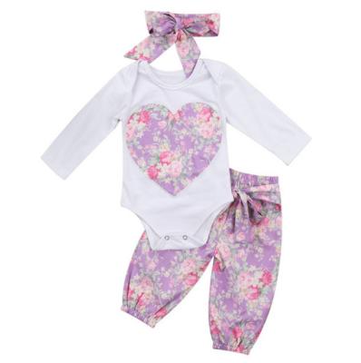 China Hot Selling Anti-Shrink Cotton Flower Baby Girl's Clothing Set Lovely Fun Hot Sale Baby Clothes for sale