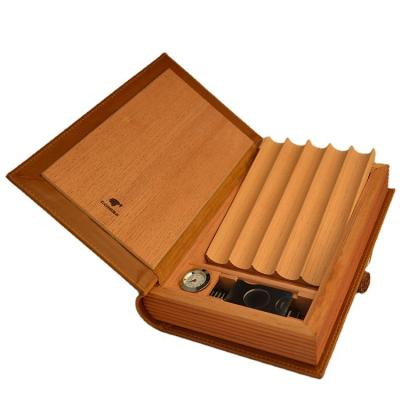 China Wooden Leather+ Professional Manufacturer Book Type Humidor Luxury Waterproof Humidifier Display Case for sale