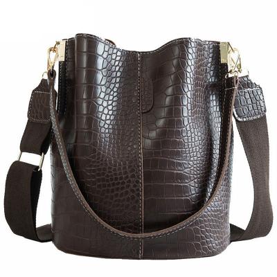 China High Quality / Cross - Body Bag Vintage Casual Bucket Bags For Women Shoulder Bag Alligator Pattern Quality PU Leather Messenger Bag Big Tote Popular Style 2020 for sale