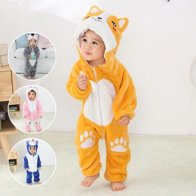 China 2021 Winter Baby Overalls Boys Girls LONG Sleeve Cosplay Clothes Cute Animal Flannel Baby Rompers for sale