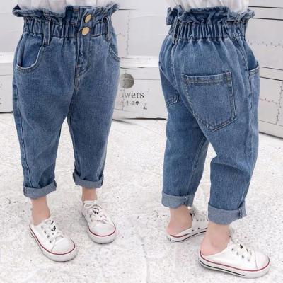 China Wholesale breathable kids jeans fashion pants for girls denim ruffles kids pants boutiques kids jeans for girl for sale