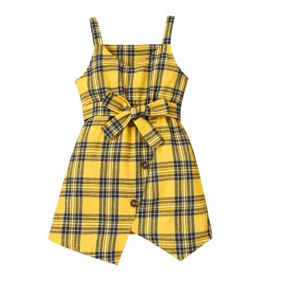 China Wholesale Washable Summer Children Clothes Plaid Skirt Dress Boutique Baby Sleeveless Dress for sale