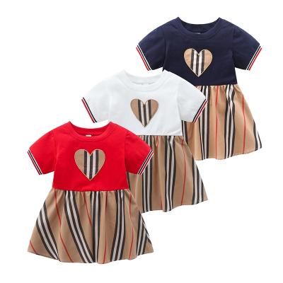 China Fashion Washable Baby Dresses Summer Heart Skirt Short Sleeve 1 Years Old Baby Girls Dress for sale