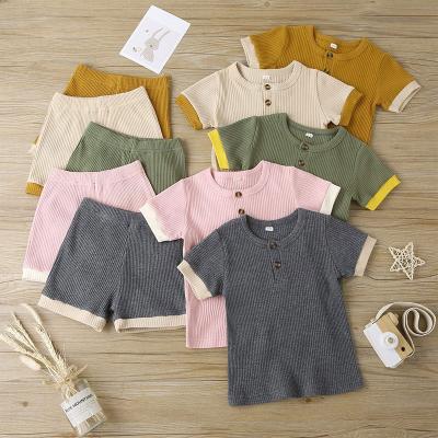 China Wholesale Casual Ribbed Baby Clothes Sets Loungewear Boys Teams Cotton 2pcs Kids Clothing Sets for sale